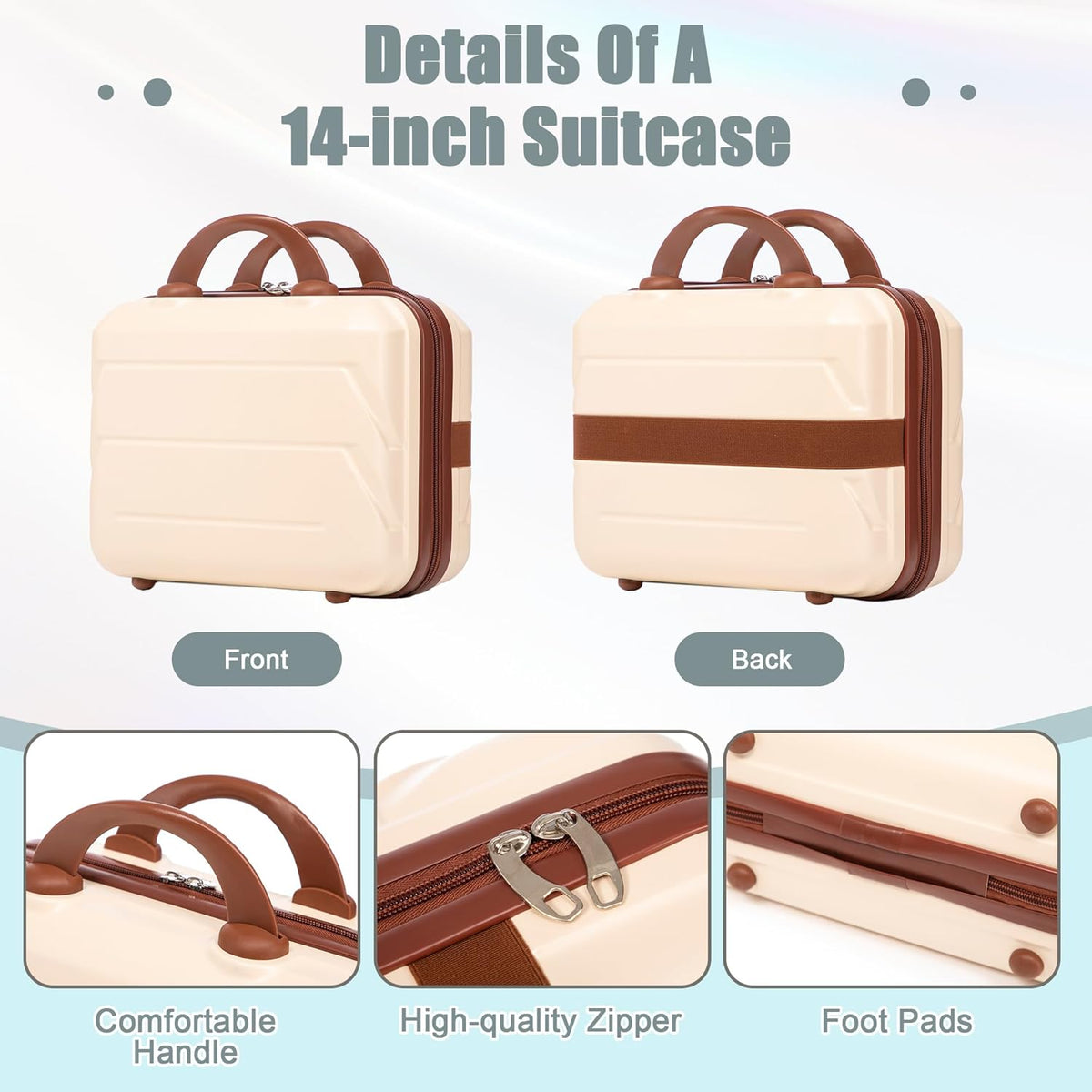 22x14x9 Airline Approved Carry On Luggage with 14'' Case - Bussiness Suitcase with Front Laptop Compartment, Hard Shell Suitcases with Spinner Wheels & Lock for Travel, Men/Women (Navy)