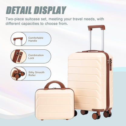22x14x9 Airline Approved Carry On Luggage with 14'' Case - Bussiness Suitcase with Front Laptop Compartment, Hard Shell Suitcases with Spinner Wheels & Lock for Travel, Men/Women (Navy)