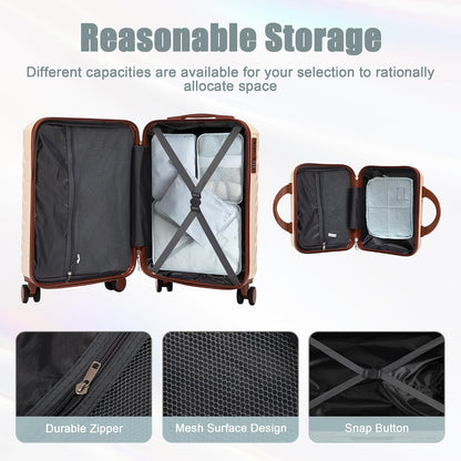 22x14x9 Airline Approved Carry On Luggage with 14'' Case - Bussiness Suitcase with Front Laptop Compartment, Hard Shell Suitcases with Spinner Wheels & Lock for Travel, Men/Women (Navy)