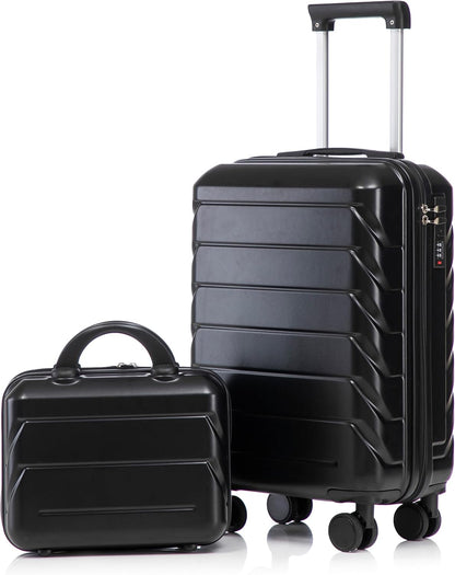 22x14x9 Airline Approved Carry On Luggage with 14'' Case - Bussiness Suitcase with Front Laptop Compartment, Hard Shell Suitcases with Spinner Wheels & Lock for Travel, Men/Women (Navy)