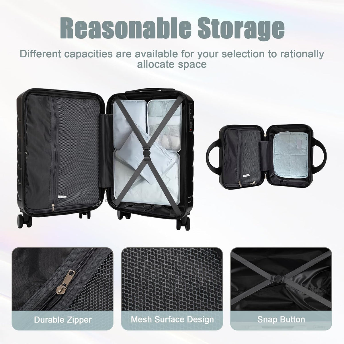 22x14x9 Airline Approved Carry On Luggage with 14'' Case - Bussiness Suitcase with Front Laptop Compartment, Hard Shell Suitcases with Spinner Wheels & Lock for Travel, Men/Women (Navy)