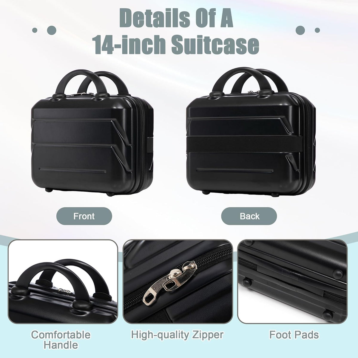 22x14x9 Airline Approved Carry On Luggage with 14'' Case - Bussiness Suitcase with Front Laptop Compartment, Hard Shell Suitcases with Spinner Wheels & Lock for Travel, Men/Women (Navy)
