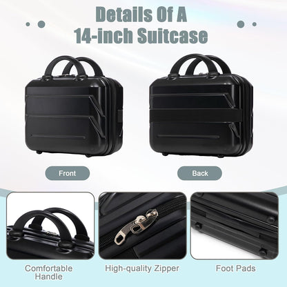22x14x9 Airline Approved Carry On Luggage with 14'' Case - Bussiness Suitcase with Front Laptop Compartment, Hard Shell Suitcases with Spinner Wheels & Lock for Travel, Men/Women (Navy)