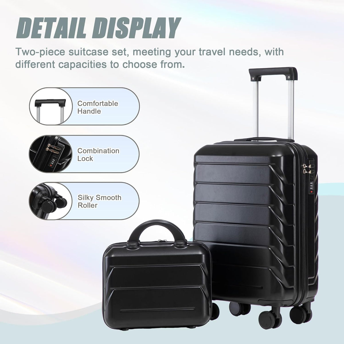 22x14x9 Airline Approved Carry On Luggage with 14'' Case - Bussiness Suitcase with Front Laptop Compartment, Hard Shell Suitcases with Spinner Wheels & Lock for Travel, Men/Women (Navy)