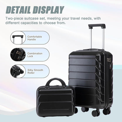 22x14x9 Airline Approved Carry On Luggage with 14'' Case - Bussiness Suitcase with Front Laptop Compartment, Hard Shell Suitcases with Spinner Wheels & Lock for Travel, Men/Women (Navy)