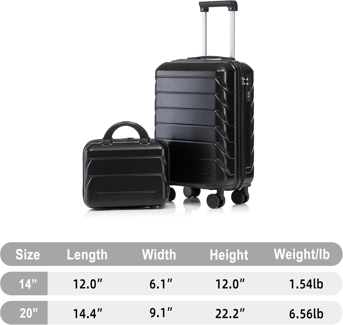 22x14x9 Airline Approved Carry On Luggage with 14'' Case - Bussiness Suitcase with Front Laptop Compartment, Hard Shell Suitcases with Spinner Wheels & Lock for Travel, Men/Women (Navy)