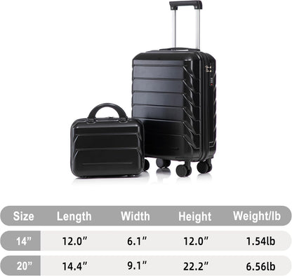 22x14x9 Airline Approved Carry On Luggage with 14'' Case - Bussiness Suitcase with Front Laptop Compartment, Hard Shell Suitcases with Spinner Wheels & Lock for Travel, Men/Women (Navy)