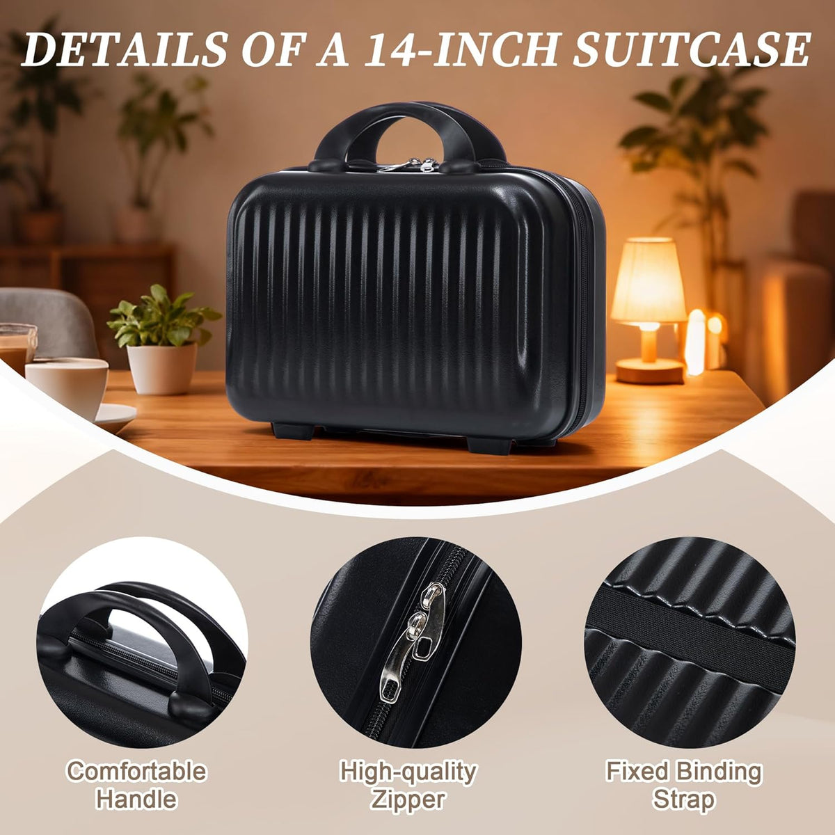 22x14x9 Airline Approved Carry On Luggage with 14'' Case - Bussiness Suitcase with Front Laptop Compartment, Hard Shell Suitcases with Spinner Wheels & Lock for Travel, Men/Women (Navy)