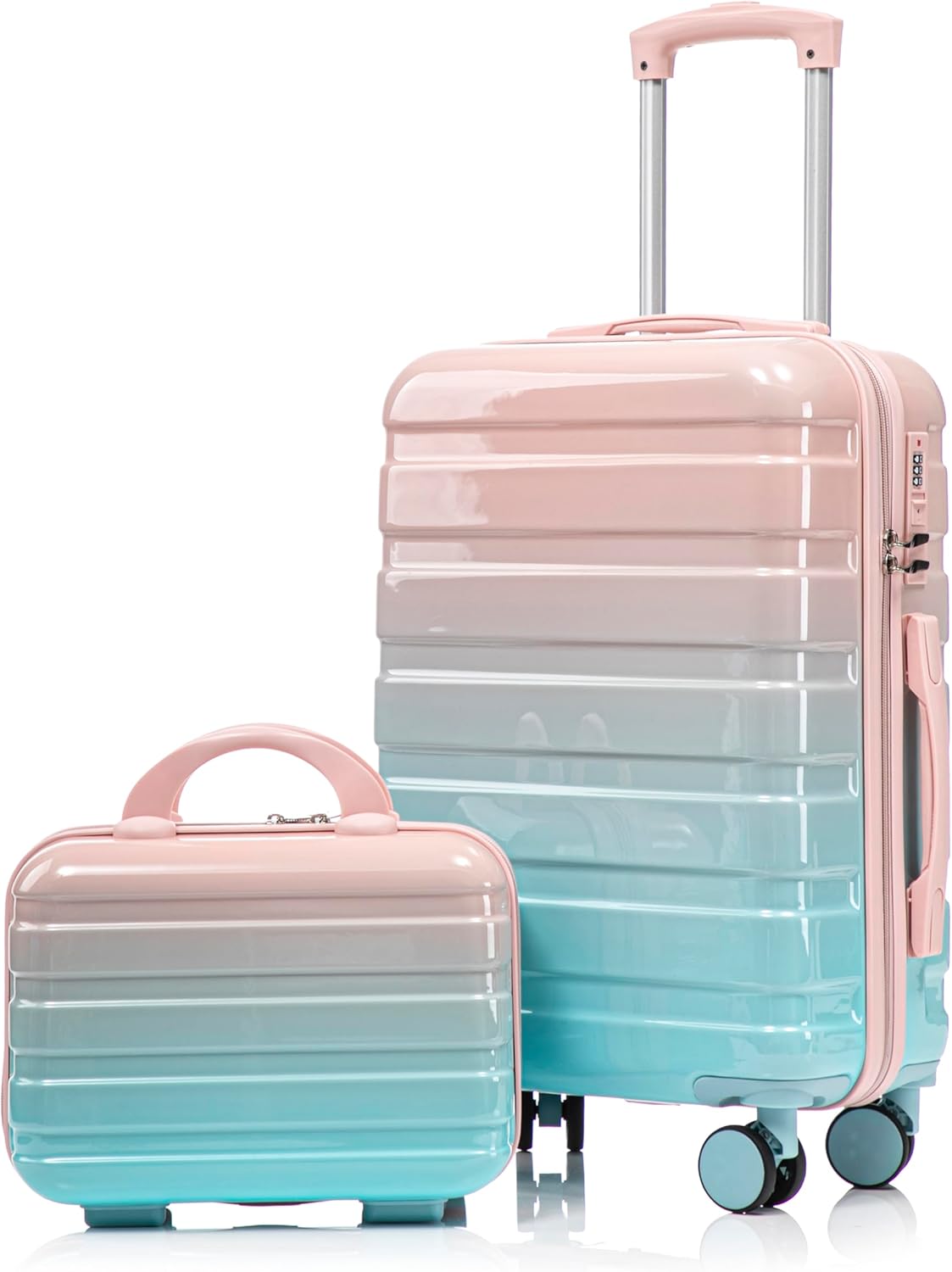 22x14x9 Airline Approved Carry On Luggage with 14'' Case - Bussiness Suitcase with Front Laptop Compartment, Hard Shell Suitcases with Spinner Wheels & Lock for Travel, Men/Women (Navy)