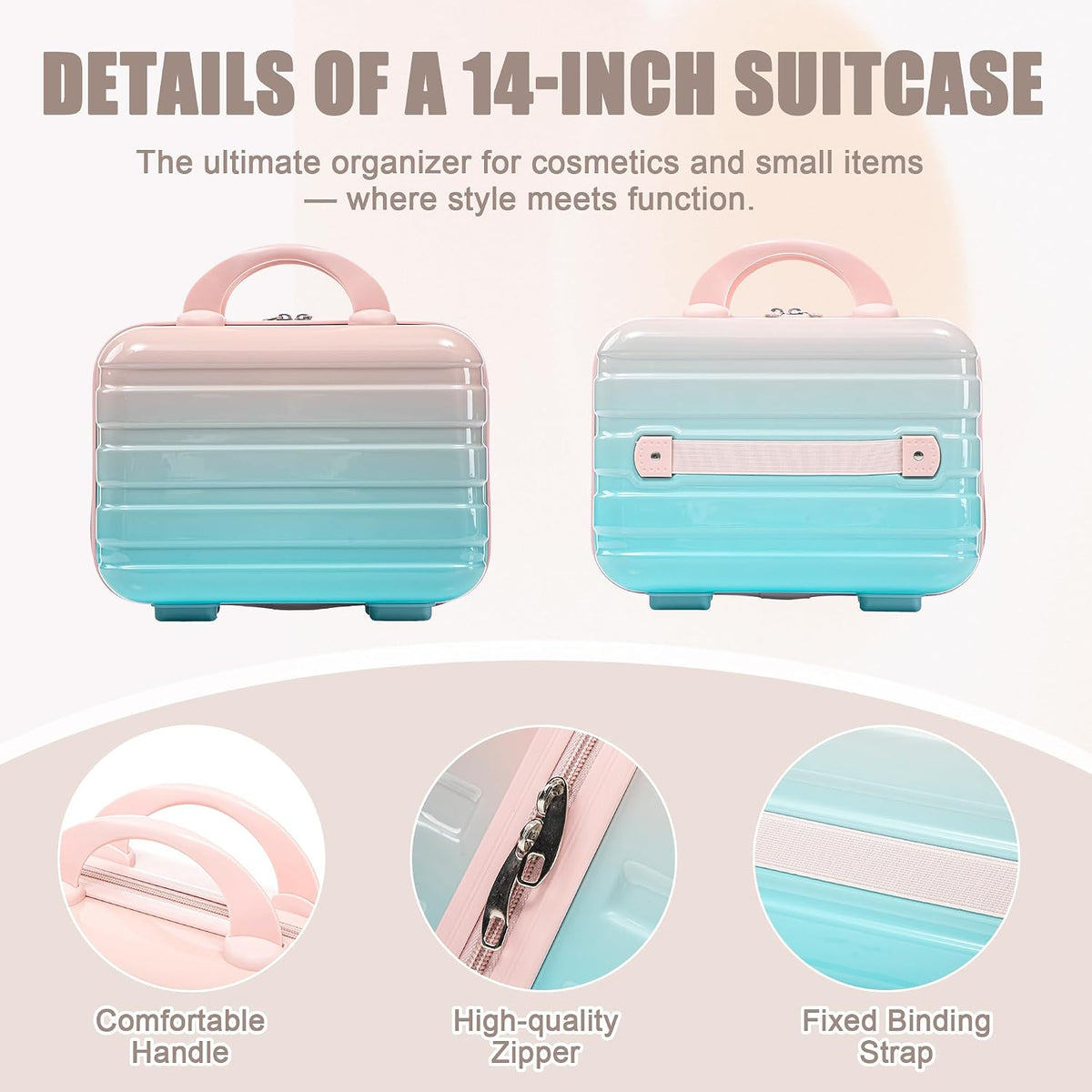 22x14x9 Airline Approved Carry On Luggage with 14'' Case - Bussiness Suitcase with Front Laptop Compartment, Hard Shell Suitcases with Spinner Wheels & Lock for Travel, Men/Women (Navy)