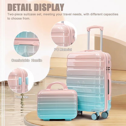 22x14x9 Airline Approved Carry On Luggage with 14'' Case - Bussiness Suitcase with Front Laptop Compartment, Hard Shell Suitcases with Spinner Wheels & Lock for Travel, Men/Women (Navy)
