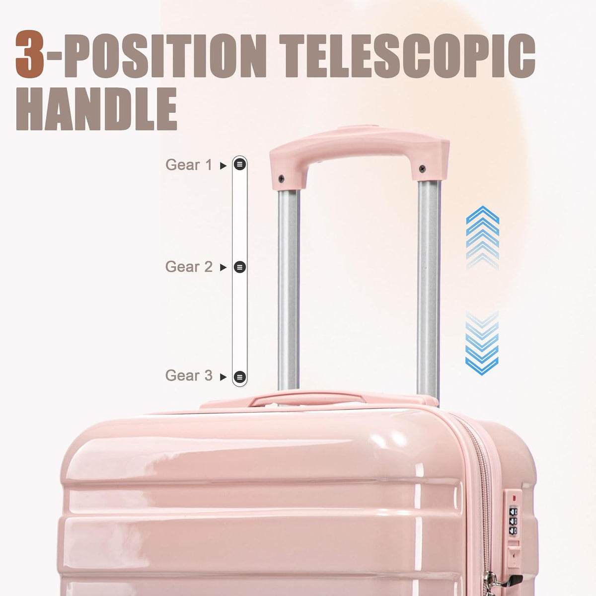 22x14x9 Airline Approved Carry On Luggage with 14'' Case - Bussiness Suitcase with Front Laptop Compartment, Hard Shell Suitcases with Spinner Wheels & Lock for Travel, Men/Women (Navy)