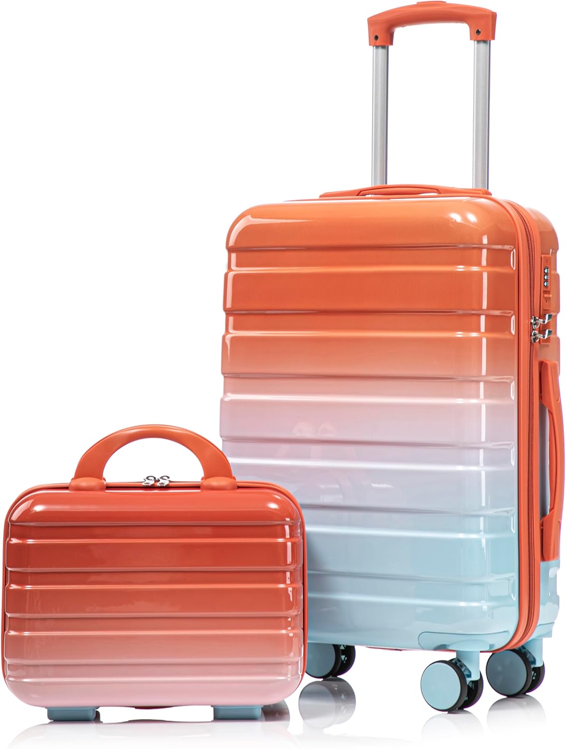 22x14x9 Airline Approved Carry On Luggage with 14'' Case - Bussiness Suitcase with Front Laptop Compartment, Hard Shell Suitcases with Spinner Wheels & Lock for Travel, Men/Women (Navy)