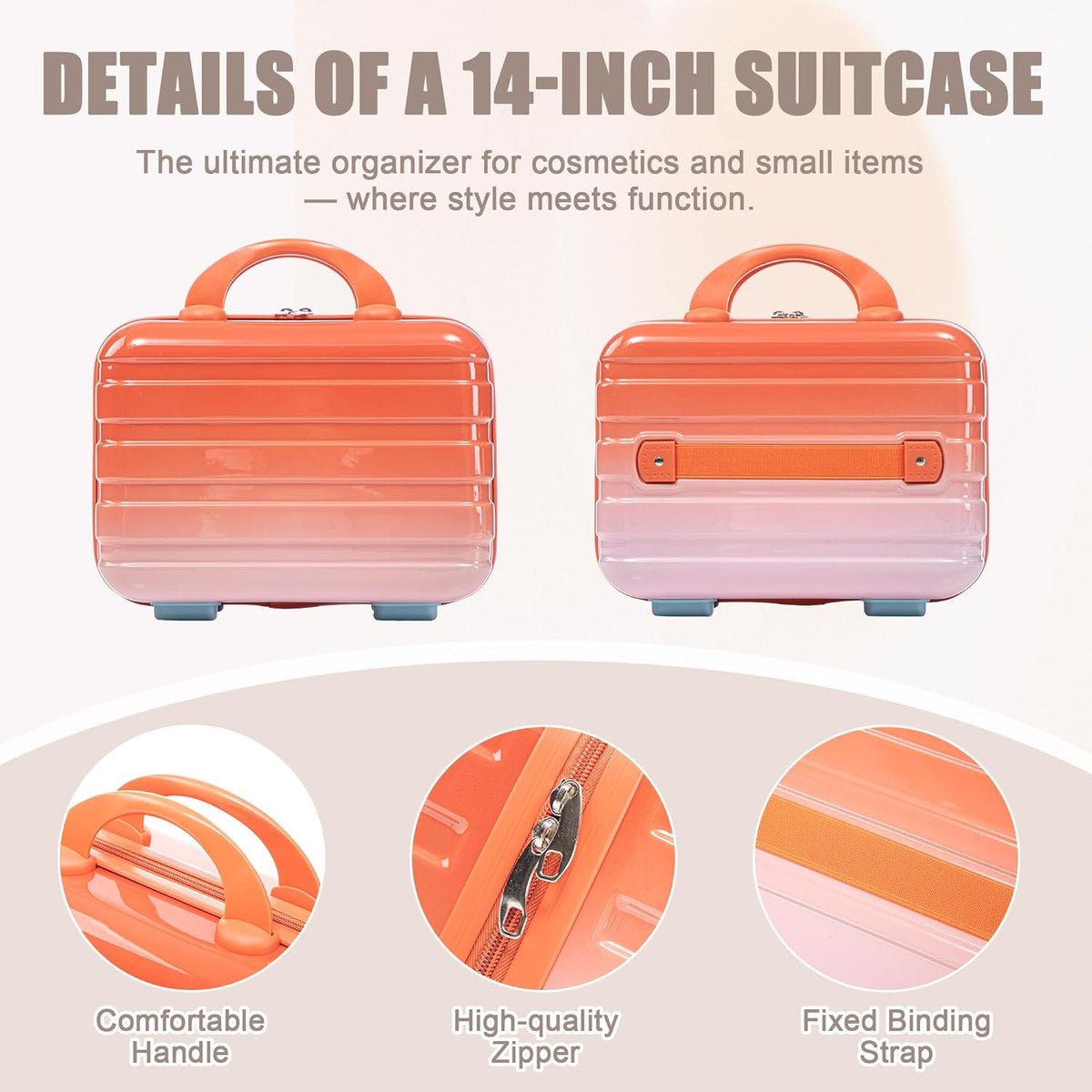 22x14x9 Airline Approved Carry On Luggage with 14'' Case - Bussiness Suitcase with Front Laptop Compartment, Hard Shell Suitcases with Spinner Wheels & Lock for Travel, Men/Women (Navy)