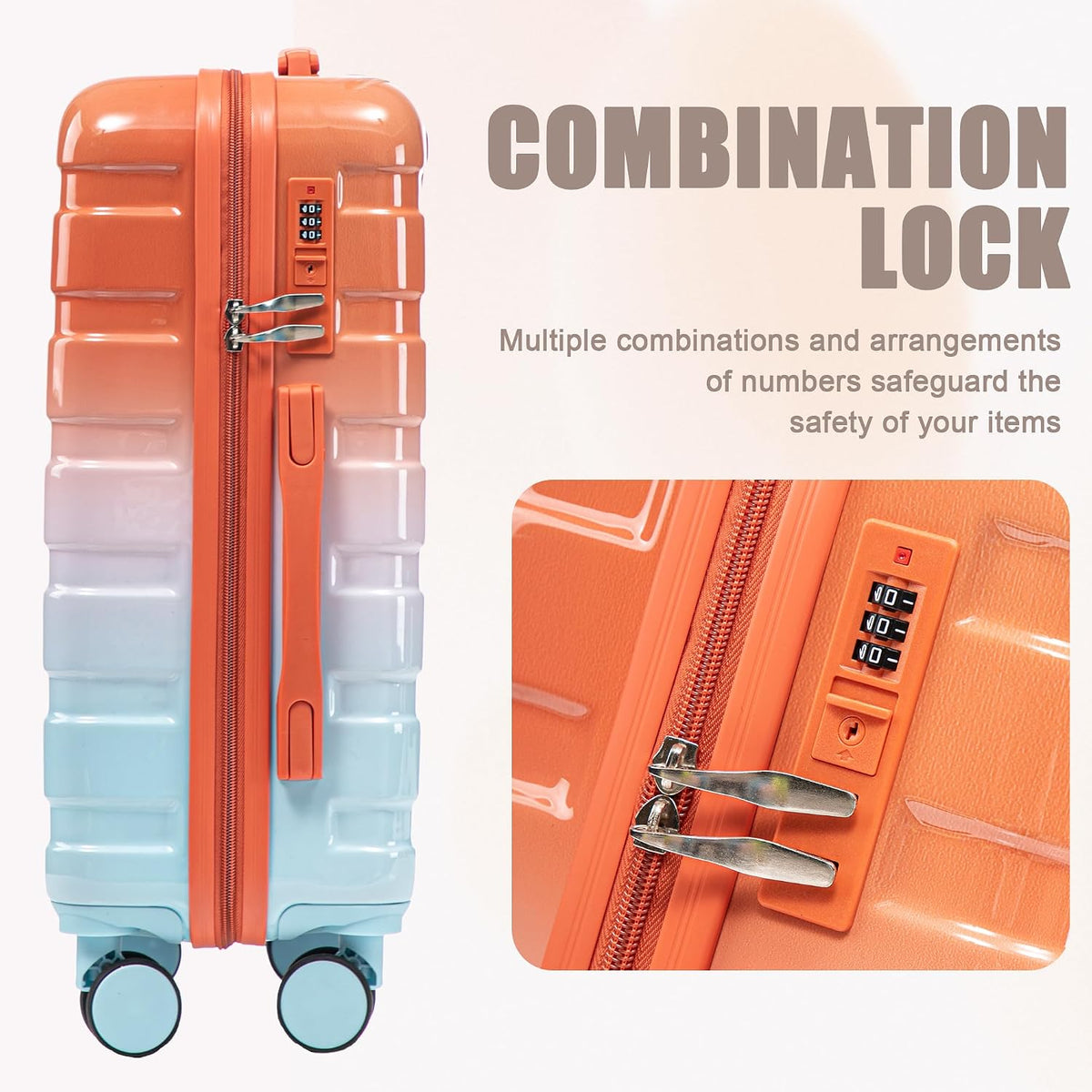 22x14x9 Airline Approved Carry On Luggage with 14'' Case - Bussiness Suitcase with Front Laptop Compartment, Hard Shell Suitcases with Spinner Wheels & Lock for Travel, Men/Women (Navy)