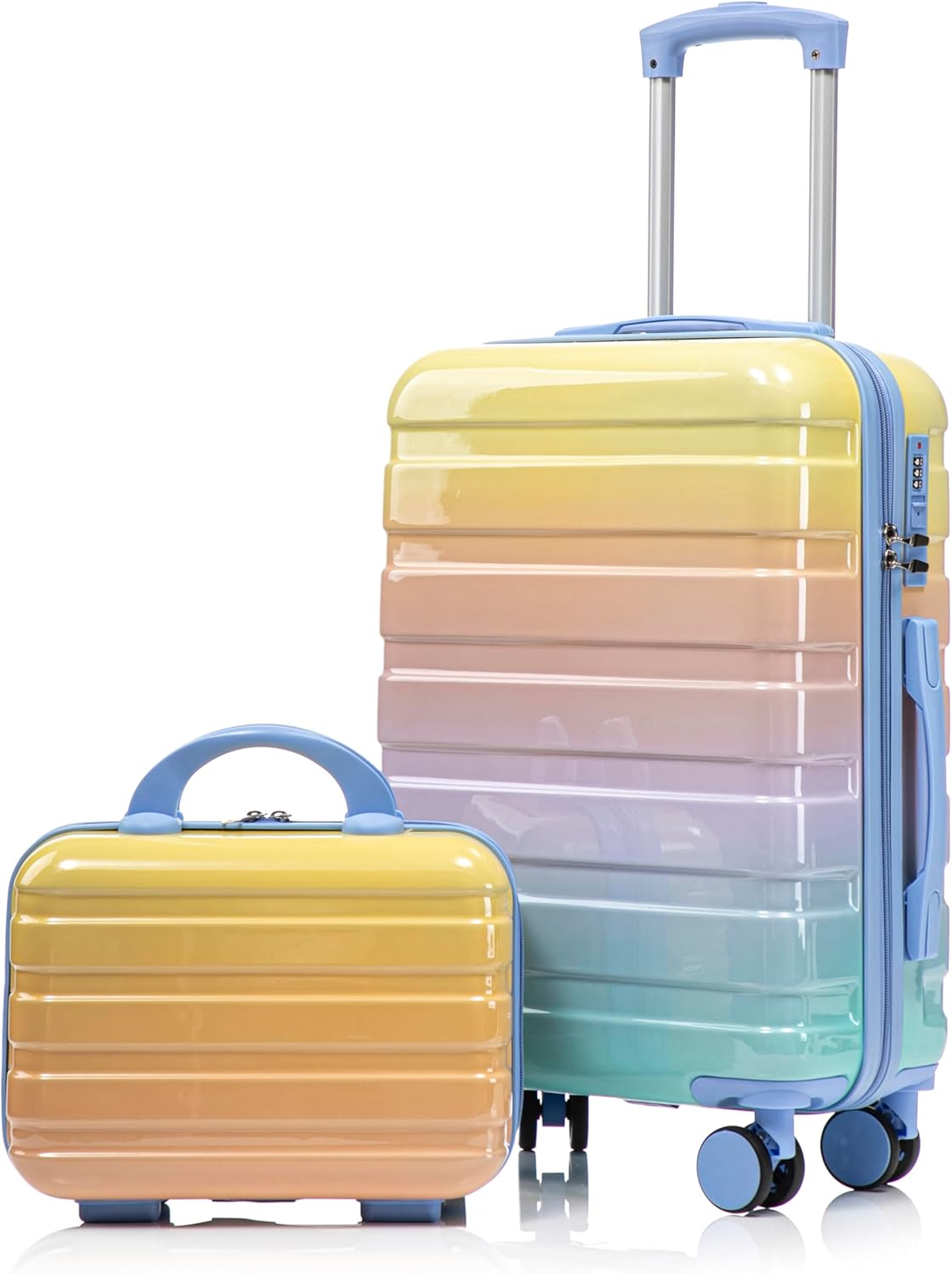22x14x9 Airline Approved Carry On Luggage with 14'' Case - Bussiness Suitcase with Front Laptop Compartment, Hard Shell Suitcases with Spinner Wheels & Lock for Travel, Men/Women (Navy)