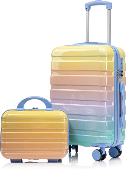 22x14x9 Airline Approved Carry On Luggage with 14'' Case - Bussiness Suitcase with Front Laptop Compartment, Hard Shell Suitcases with Spinner Wheels & Lock for Travel, Men/Women (Navy)