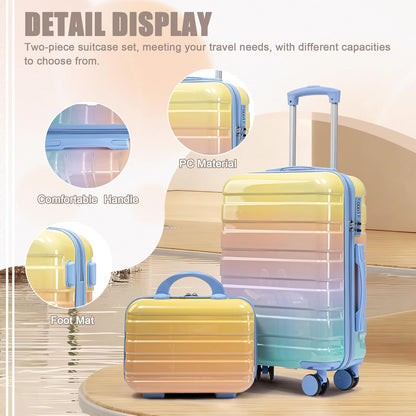 22x14x9 Airline Approved Carry On Luggage with 14'' Case - Bussiness Suitcase with Front Laptop Compartment, Hard Shell Suitcases with Spinner Wheels & Lock for Travel, Men/Women (Navy)