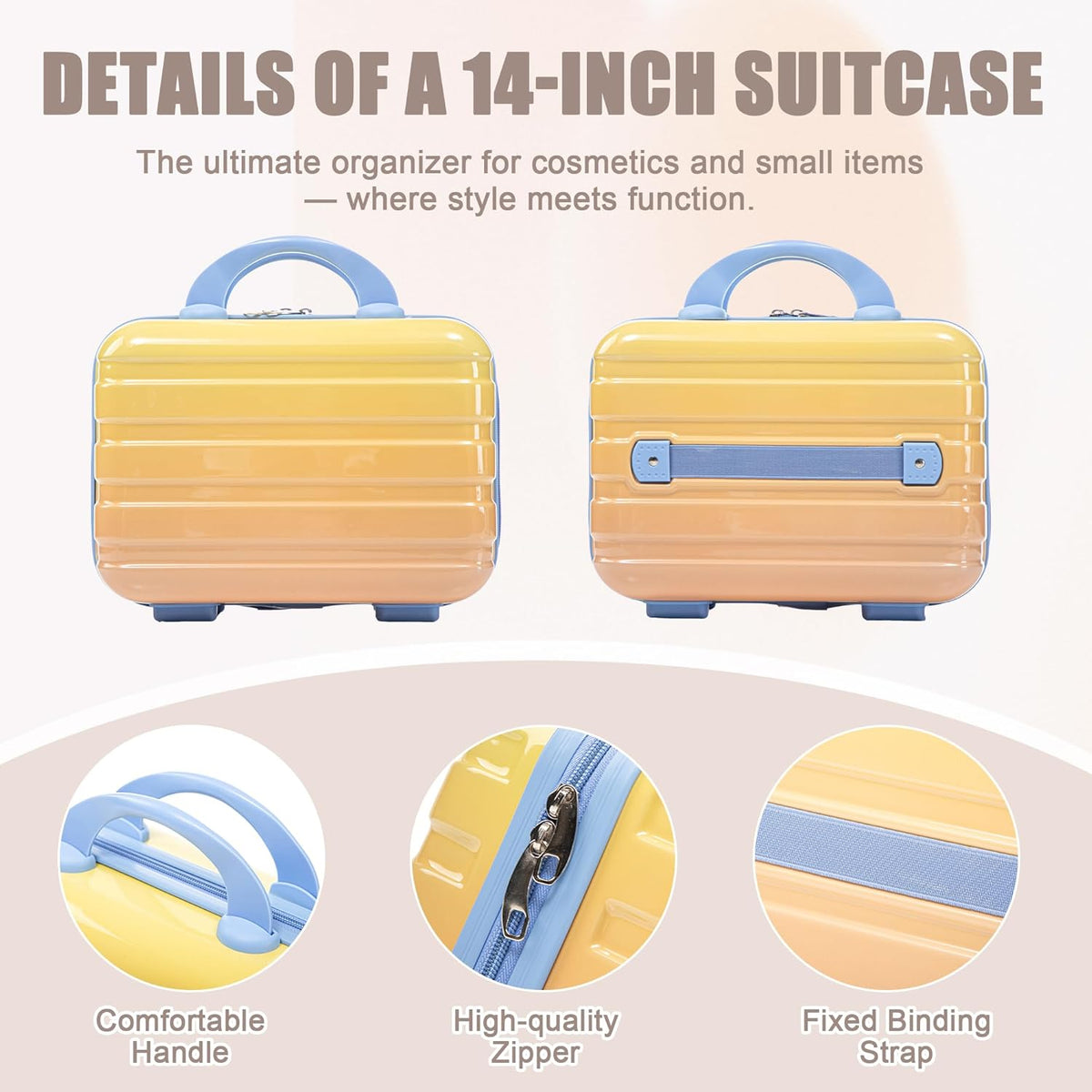 22x14x9 Airline Approved Carry On Luggage with 14'' Case - Bussiness Suitcase with Front Laptop Compartment, Hard Shell Suitcases with Spinner Wheels & Lock for Travel, Men/Women (Navy)