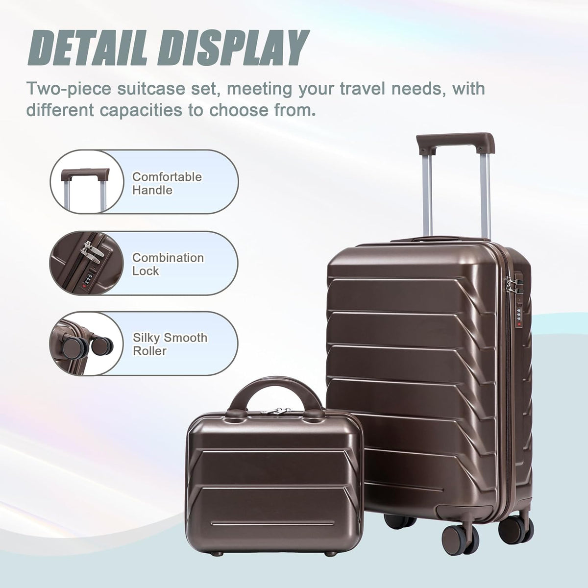 22x14x9 Airline Approved Carry On Luggage with 14'' Case - Bussiness Suitcase with Front Laptop Compartment, Hard Shell Suitcases with Spinner Wheels & Lock for Travel, Men/Women (Navy)