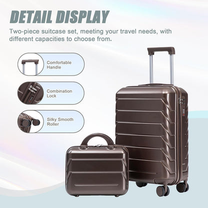 22x14x9 Airline Approved Carry On Luggage with 14'' Case - Bussiness Suitcase with Front Laptop Compartment, Hard Shell Suitcases with Spinner Wheels & Lock for Travel, Men/Women (Navy)