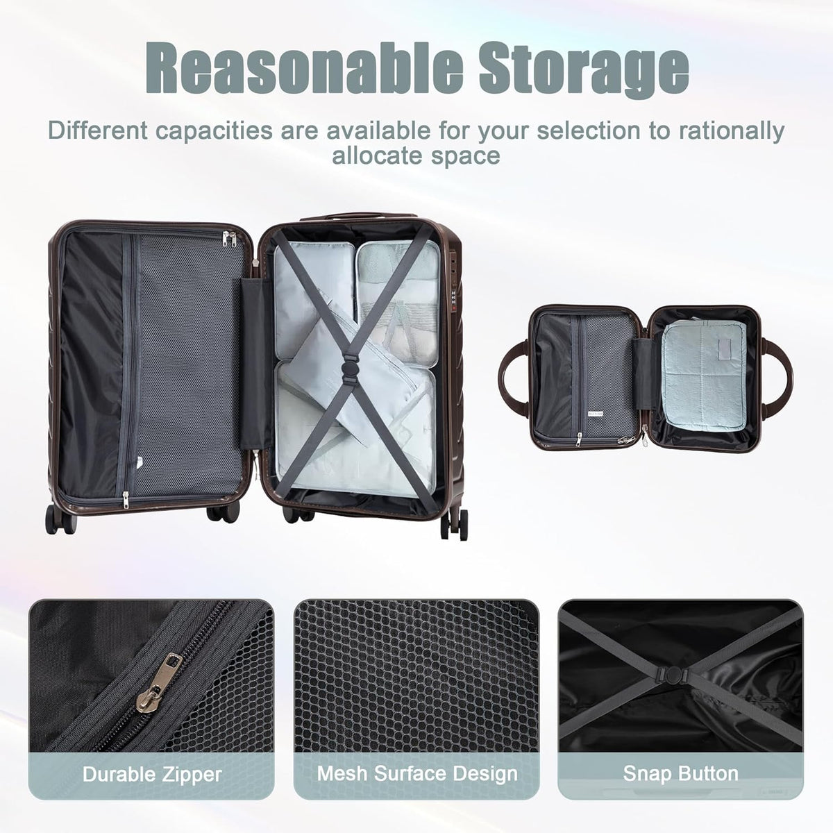 22x14x9 Airline Approved Carry On Luggage with 14'' Case - Bussiness Suitcase with Front Laptop Compartment, Hard Shell Suitcases with Spinner Wheels & Lock for Travel, Men/Women (Navy)