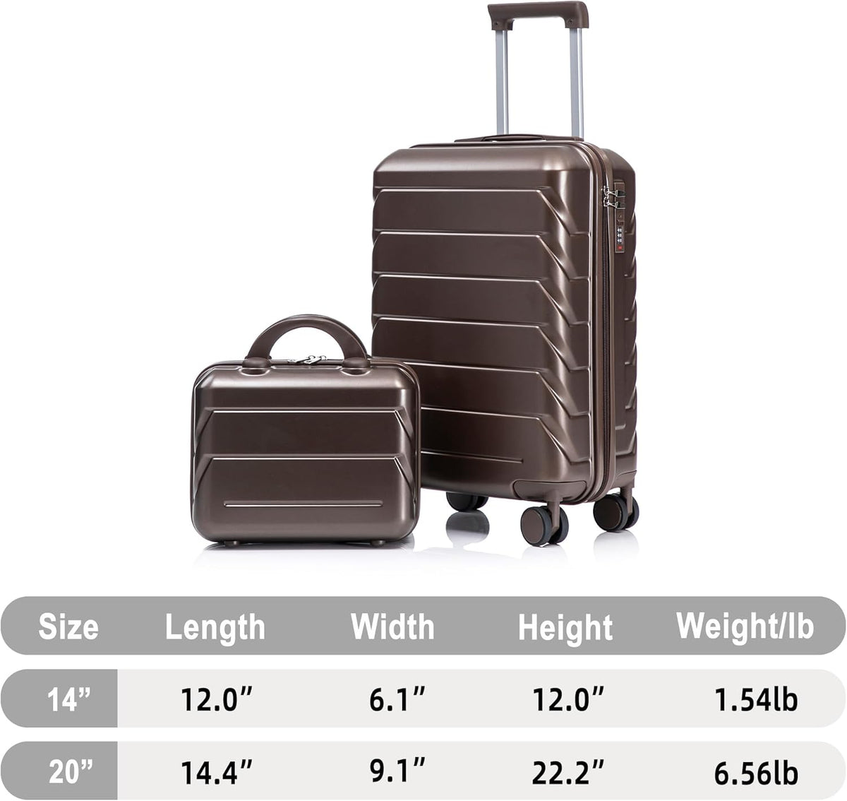 22x14x9 Airline Approved Carry On Luggage with 14'' Case - Bussiness Suitcase with Front Laptop Compartment, Hard Shell Suitcases with Spinner Wheels & Lock for Travel, Men/Women (Navy)