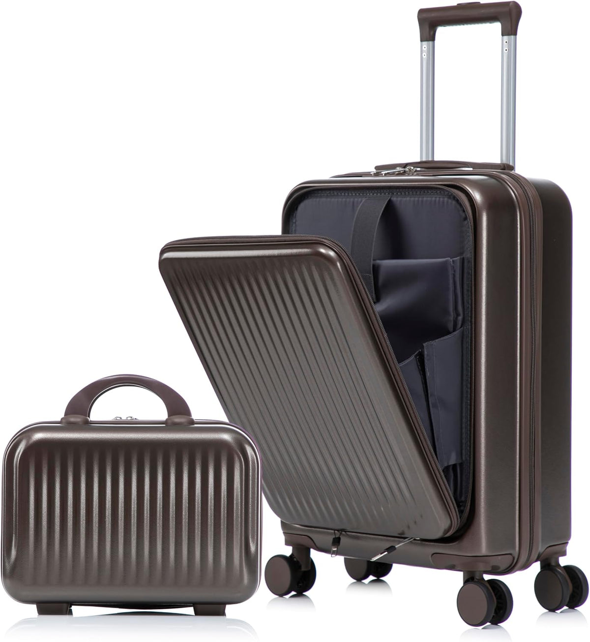 22x14x9 Airline Approved Carry On Luggage with 14'' Case - Bussiness Suitcase with Front Laptop Compartment, Hard Shell Suitcases with Spinner Wheels & Lock for Travel, Men/Women (Navy)