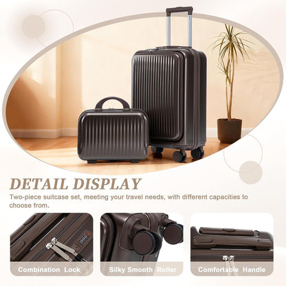 22x14x9 Airline Approved Carry On Luggage with 14'' Case - Bussiness Suitcase with Front Laptop Compartment, Hard Shell Suitcases with Spinner Wheels & Lock for Travel, Men/Women (Navy)