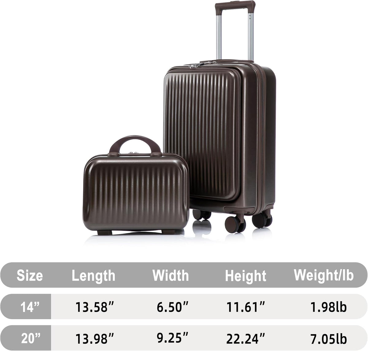 22x14x9 Airline Approved Carry On Luggage with 14'' Case - Bussiness Suitcase with Front Laptop Compartment, Hard Shell Suitcases with Spinner Wheels & Lock for Travel, Men/Women (Navy)