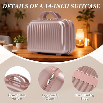 22x14x9 Airline Approved Carry On Luggage with 14'' Case - Bussiness Suitcase with Front Laptop Compartment, Hard Shell Suitcases with Spinner Wheels & Lock for Travel, Men/Women (Navy)