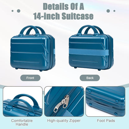 22x14x9 Airline Approved Carry On Luggage with 14'' Case - Bussiness Suitcase with Front Laptop Compartment, Hard Shell Suitcases with Spinner Wheels & Lock for Travel, Men/Women (Navy)