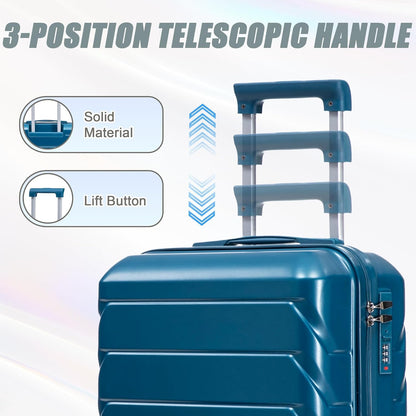 22x14x9 Airline Approved Carry On Luggage with 14'' Case - Bussiness Suitcase with Front Laptop Compartment, Hard Shell Suitcases with Spinner Wheels & Lock for Travel, Men/Women (Navy)