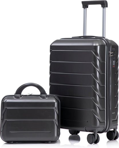 22x14x9 Airline Approved Carry On Luggage with 14'' Case - Bussiness Suitcase with Front Laptop Compartment, Hard Shell Suitcases with Spinner Wheels & Lock for Travel, Men/Women (Navy)