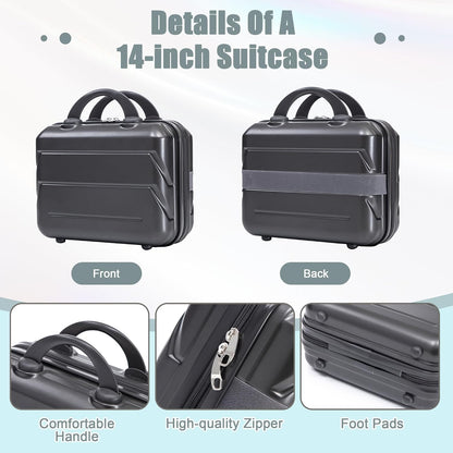 22x14x9 Airline Approved Carry On Luggage with 14'' Case - Bussiness Suitcase with Front Laptop Compartment, Hard Shell Suitcases with Spinner Wheels & Lock for Travel, Men/Women (Navy)
