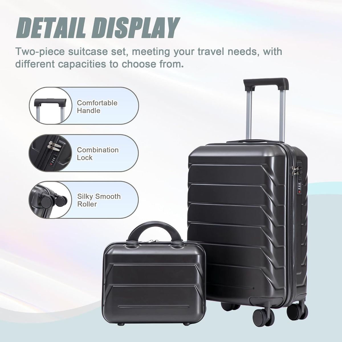 22x14x9 Airline Approved Carry On Luggage with 14'' Case - Bussiness Suitcase with Front Laptop Compartment, Hard Shell Suitcases with Spinner Wheels & Lock for Travel, Men/Women (Navy)