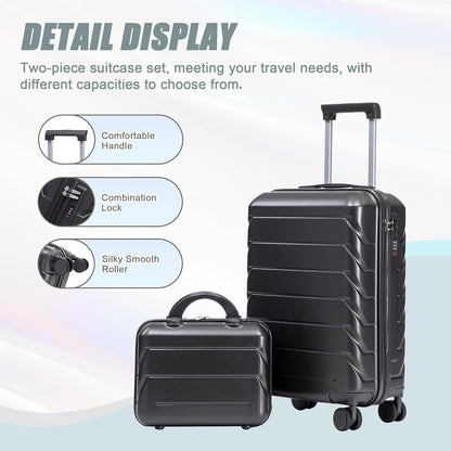 22x14x9 Airline Approved Carry On Luggage with 14'' Case - Bussiness Suitcase with Front Laptop Compartment, Hard Shell Suitcases with Spinner Wheels & Lock for Travel, Men/Women (Navy)