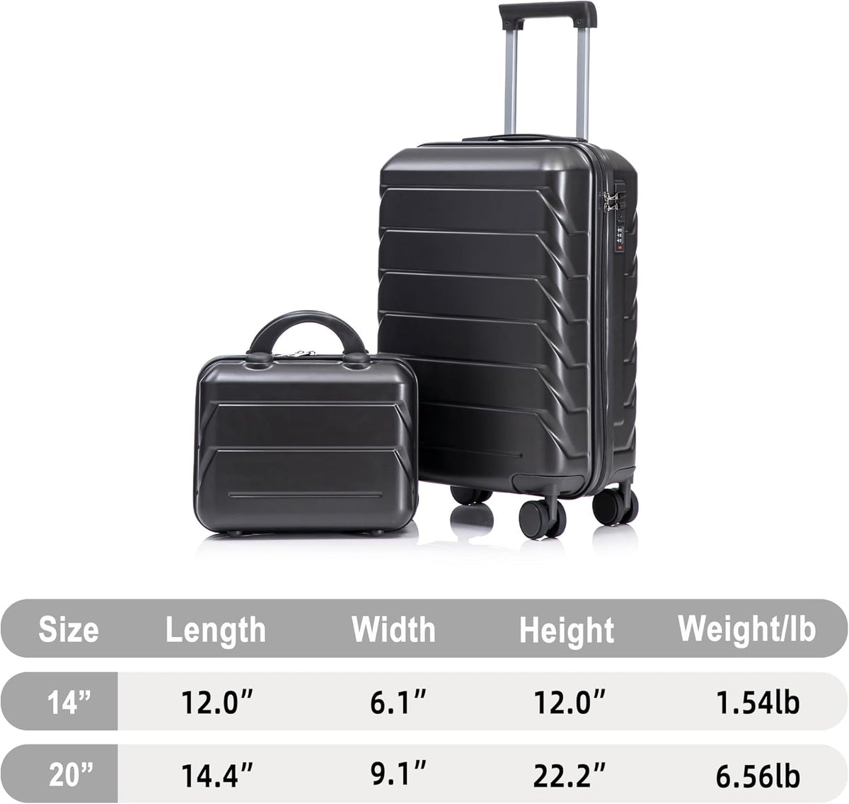 22x14x9 Airline Approved Carry On Luggage with 14'' Case - Bussiness Suitcase with Front Laptop Compartment, Hard Shell Suitcases with Spinner Wheels & Lock for Travel, Men/Women (Navy)