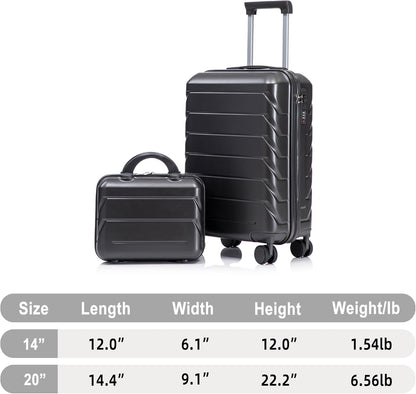 22x14x9 Airline Approved Carry On Luggage with 14'' Case - Bussiness Suitcase with Front Laptop Compartment, Hard Shell Suitcases with Spinner Wheels & Lock for Travel, Men/Women (Navy)