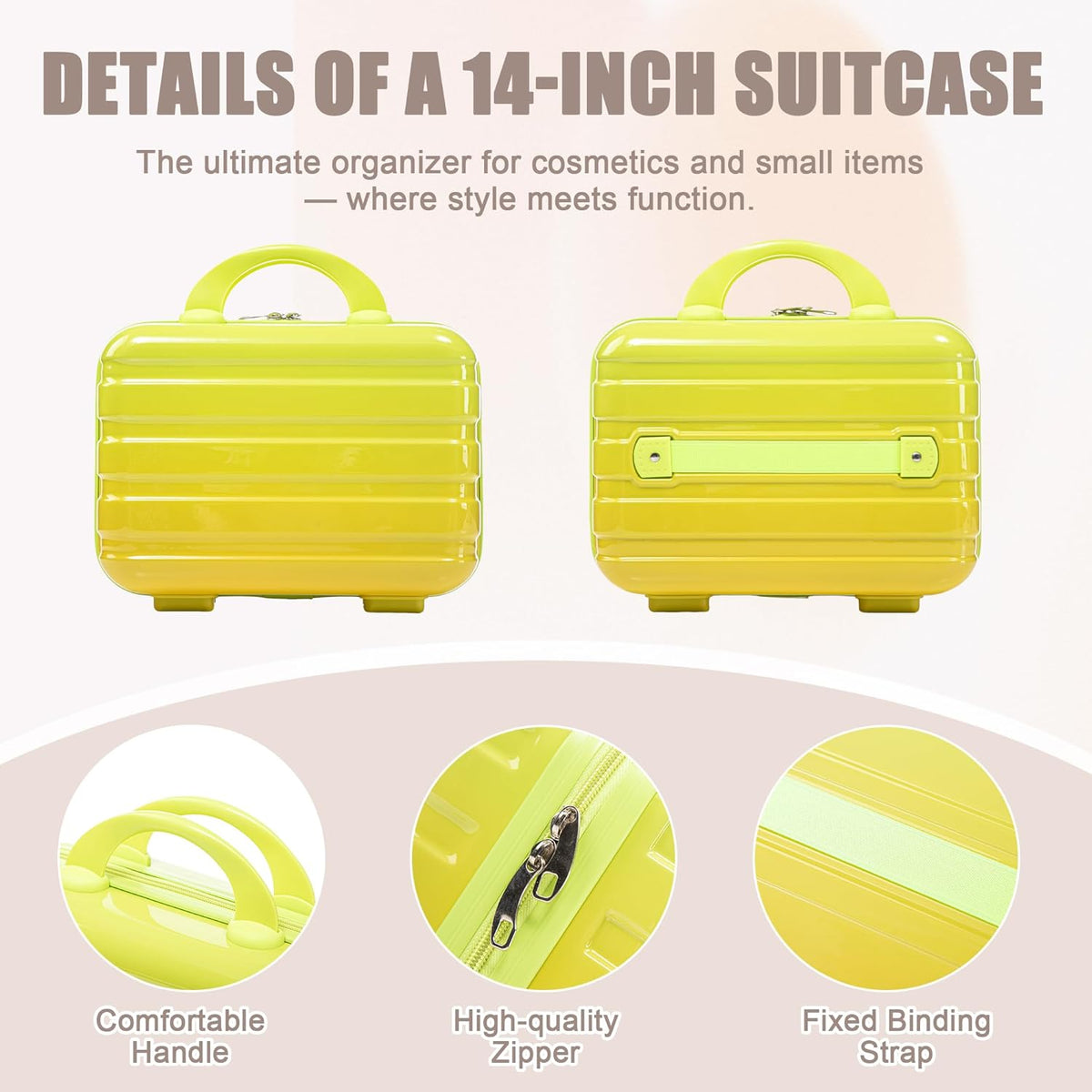 22x14x9 Airline Approved Carry On Luggage with 14'' Case - Bussiness Suitcase with Front Laptop Compartment, Hard Shell Suitcases with Spinner Wheels & Lock for Travel, Men/Women (Navy)