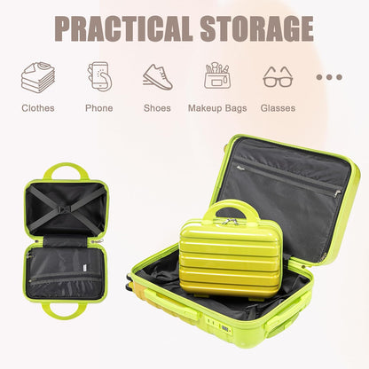 22x14x9 Airline Approved Carry On Luggage with 14'' Case - Bussiness Suitcase with Front Laptop Compartment, Hard Shell Suitcases with Spinner Wheels & Lock for Travel, Men/Women (Navy)