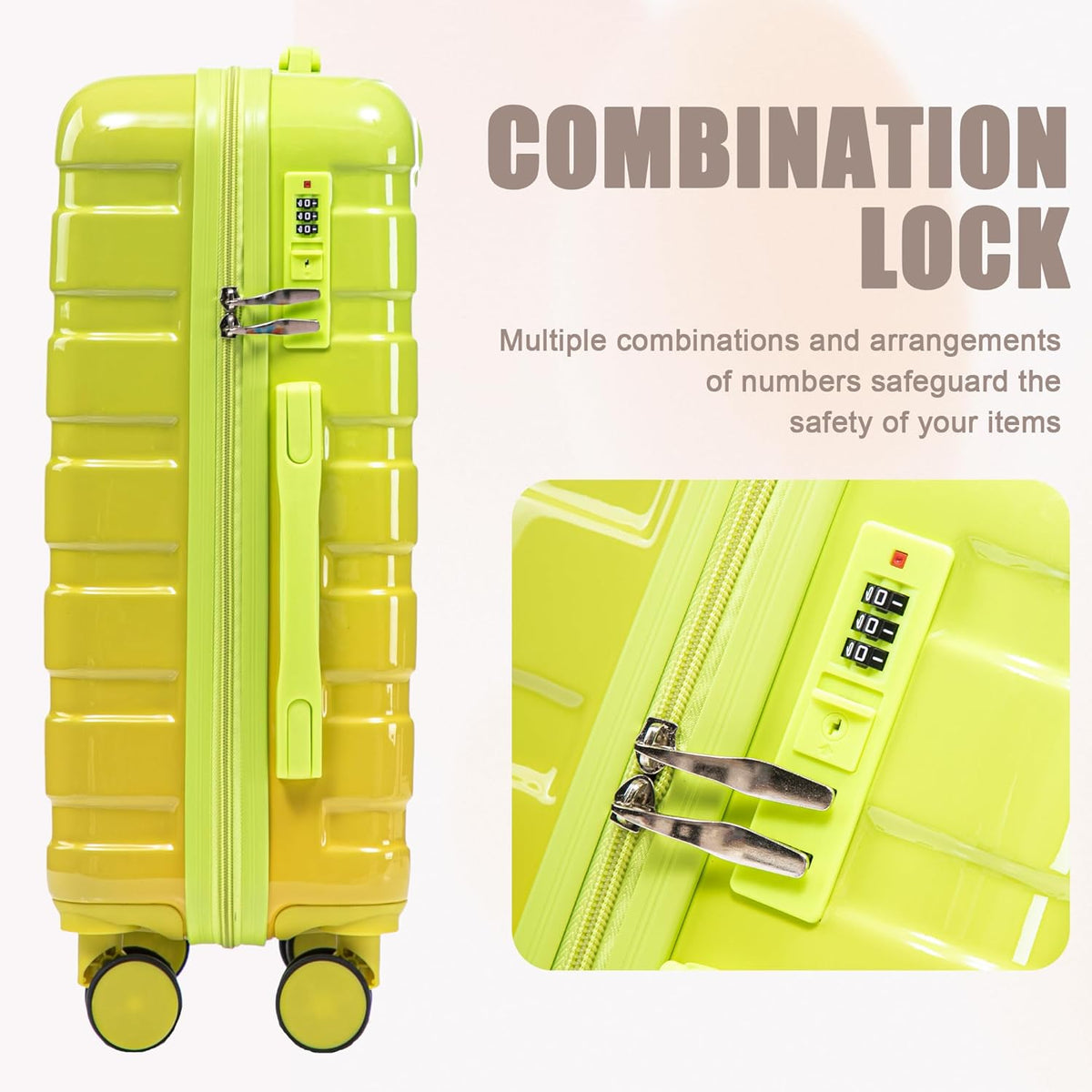 22x14x9 Airline Approved Carry On Luggage with 14'' Case - Bussiness Suitcase with Front Laptop Compartment, Hard Shell Suitcases with Spinner Wheels & Lock for Travel, Men/Women (Navy)