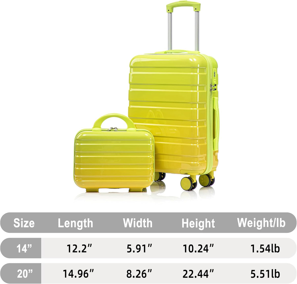 22x14x9 Airline Approved Carry On Luggage with 14'' Case - Bussiness Suitcase with Front Laptop Compartment, Hard Shell Suitcases with Spinner Wheels & Lock for Travel, Men/Women (Navy)