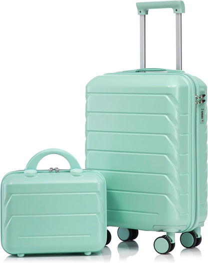 22x14x9 Airline Approved Carry On Luggage with 14'' Case - Bussiness Suitcase with Front Laptop Compartment, Hard Shell Suitcases with Spinner Wheels & Lock for Travel, Men/Women (Navy)
