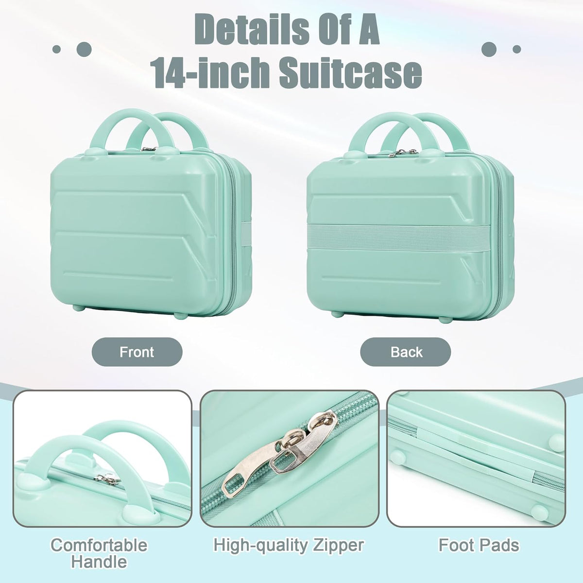 22x14x9 Airline Approved Carry On Luggage with 14'' Case - Bussiness Suitcase with Front Laptop Compartment, Hard Shell Suitcases with Spinner Wheels & Lock for Travel, Men/Women (Navy)