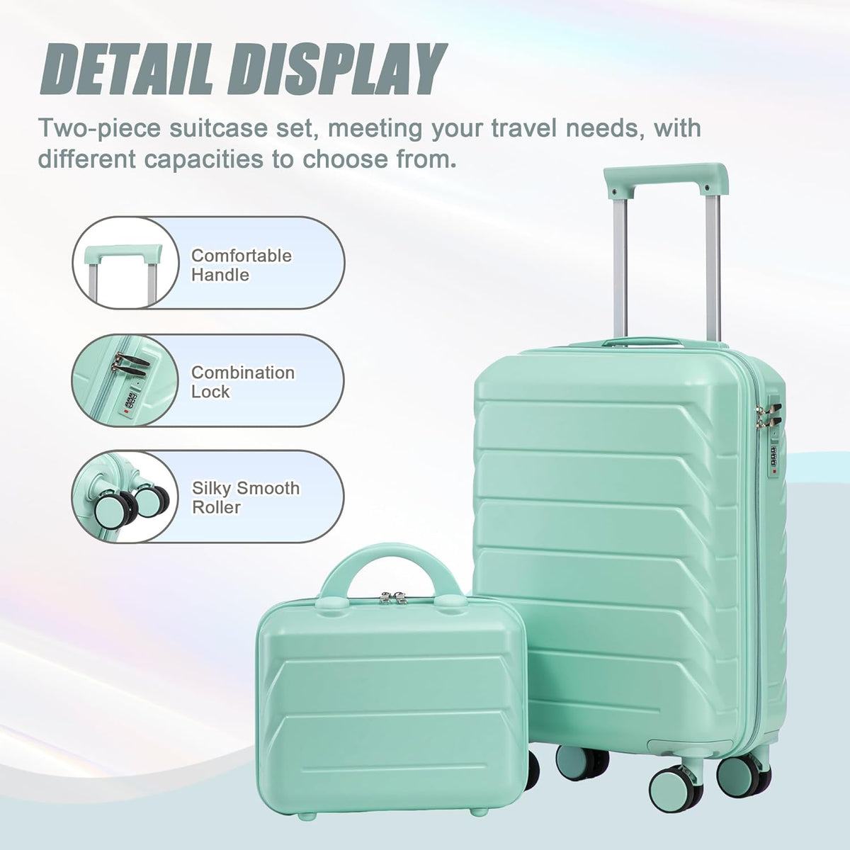 22x14x9 Airline Approved Carry On Luggage with 14'' Case - Bussiness Suitcase with Front Laptop Compartment, Hard Shell Suitcases with Spinner Wheels & Lock for Travel, Men/Women (Navy)