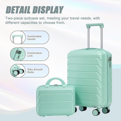 22x14x9 Airline Approved Carry On Luggage with 14'' Case - Bussiness Suitcase with Front Laptop Compartment, Hard Shell Suitcases with Spinner Wheels & Lock for Travel, Men/Women (Navy)