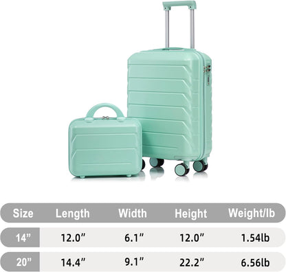 22x14x9 Airline Approved Carry On Luggage with 14'' Case - Bussiness Suitcase with Front Laptop Compartment, Hard Shell Suitcases with Spinner Wheels & Lock for Travel, Men/Women (Navy)