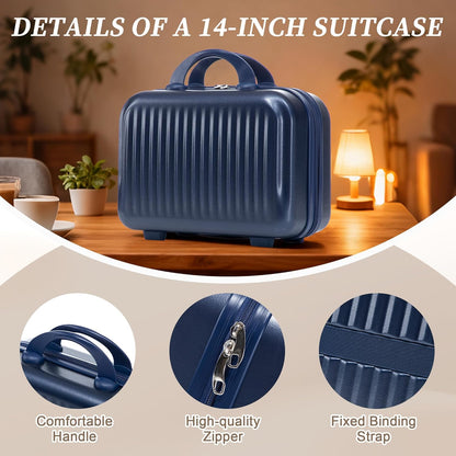 22x14x9 Airline Approved Carry On Luggage with 14'' Case - Bussiness Suitcase with Front Laptop Compartment, Hard Shell Suitcases with Spinner Wheels & Lock for Travel, Men/Women (Navy)