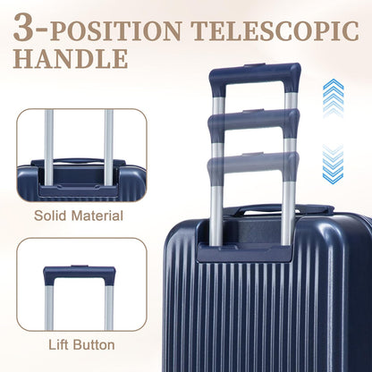 22x14x9 Airline Approved Carry On Luggage with 14'' Case - Bussiness Suitcase with Front Laptop Compartment, Hard Shell Suitcases with Spinner Wheels & Lock for Travel, Men/Women (Navy)